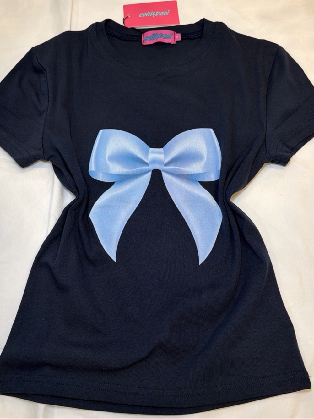 black bow graphic tee coquette aesthetic baby tee y2k cute fitted top